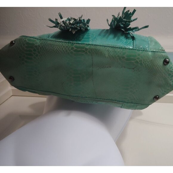 Carlos Falchi Green Shoulder Bag Soft Unstructured Design - Picture 7 of 16